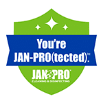 Green JAN-PRO Cleaning & Disinfecting Shield Logo