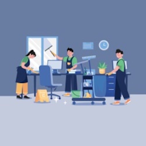 Commercial cleaning service providers at work